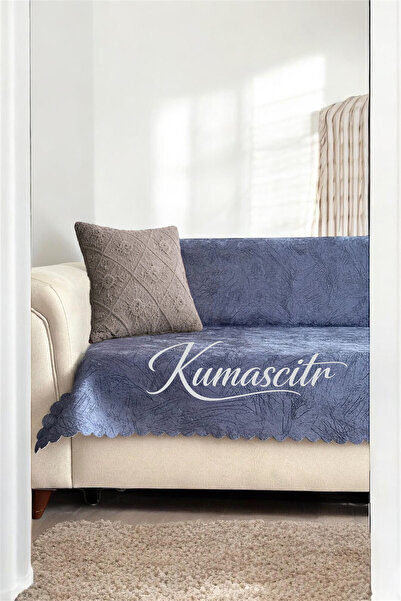 kumaşçıtr Kaymaz Tabanlı Lüks Kadife Koltuk Kanepe Çekyat Örtüsü - Konforlu İ...