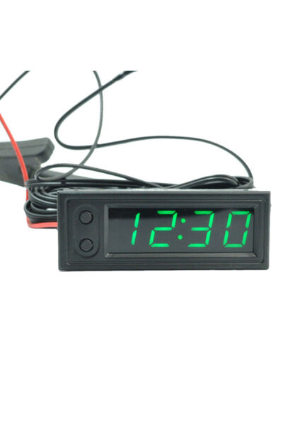 Choice Green 3in1 Vehicle Thermometer Voltmeter Clk LED Digital Voltmeter Pan...