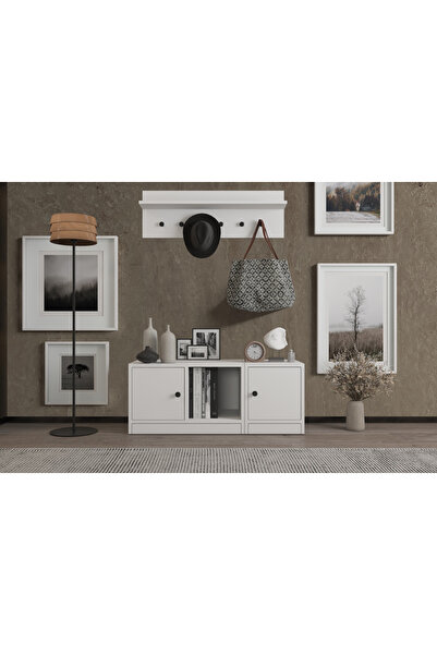 Nettrends Duvar Askilikli Ayakkabilikli Portmanto Beyaz 97 Cm Prt-1008-ç