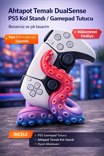 Lapka Design Ahtapot Temalı PS5 DualSense Kol Standı / Gamepad Tutucu
