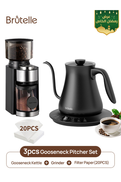 Brutelle Pour Over Coffee Maker Set Electric Gooseneck Kettle V02 Filters Bur...