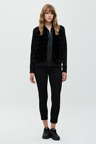 DAIDO KENDİNDEN ÇİZGİLİ KÜRK MONT