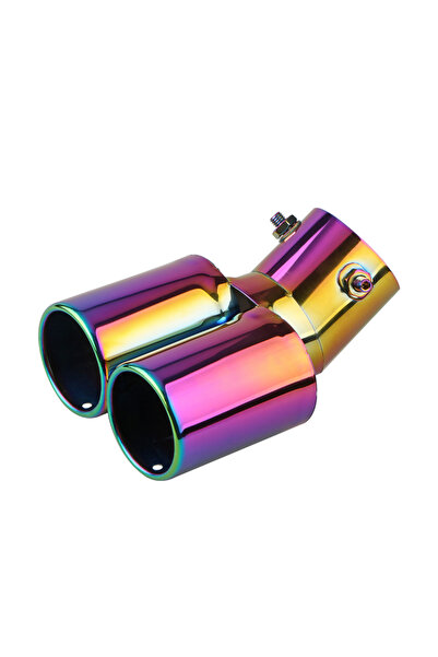 Choice Full color 1PCS Universal 63MM Inlet Double-tube Curved Tailpipe Muffl...