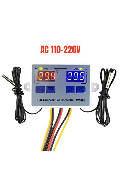 Choice جهاز قياس درجة الحرارة الرقمي W1088 بمستشعر LED مزدوج يعمل بتيار متردد...