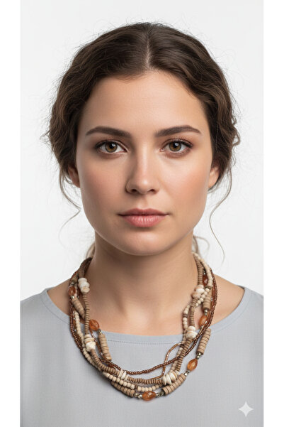 PETEK AKSESUAR Wooden Natural Sea Shell Necklace