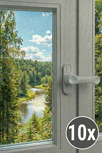 Evene Gri Pencere Emniyet Kilidi 10 Adet Çocuk Hırsız Kilidi Çekmeli Metal Kilit