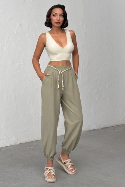 BEJNA Γυναικείο παντελόνι jogger με λεπτομέρεια στη ζώνη, άνετη εφαρμογή και ...