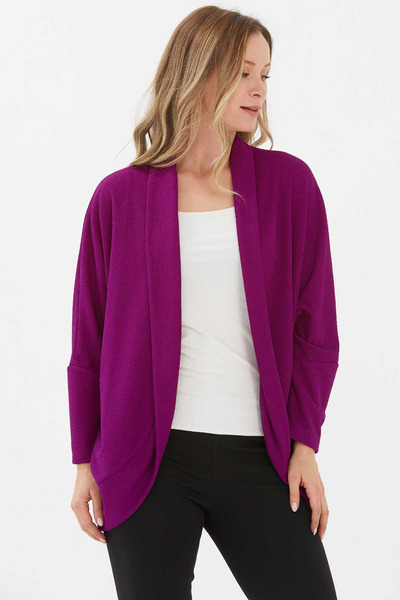 Selen Giyim Yakası Katlamalı Krinkıl Hırka / FUŞYA