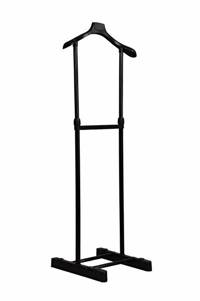 Lerato Tek Tepeli Dilsiz Uşak, Elbise Askısı Siyah Yükseklik Ayarlanabilir 96-160x45x43 Cm