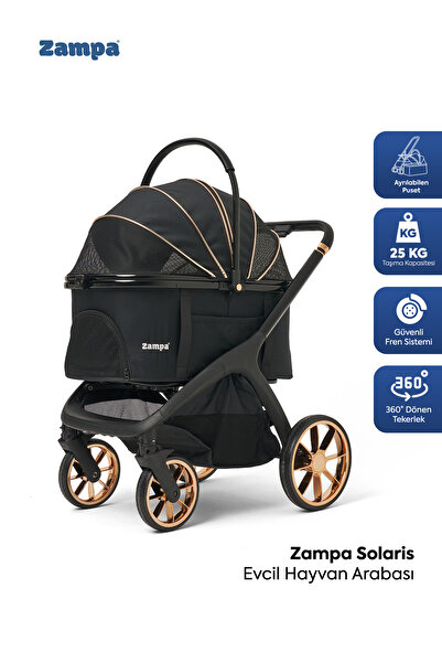 Zampa Solaris Kedi & Köpek Arabası Siyah 55x88x95