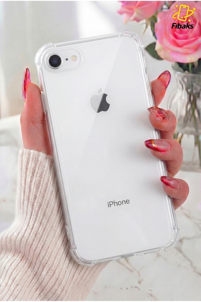 Fibaks iPhone 7/8/SE Kılıf Antishock Darbe Emici Kamera Korumalı Esnek Şeffaf...