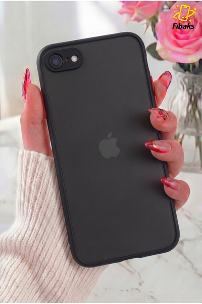 Fibaks iPhone 7/8/SE Kılıf Kamera Korumalı Mat Renkli Buzlu Transparan