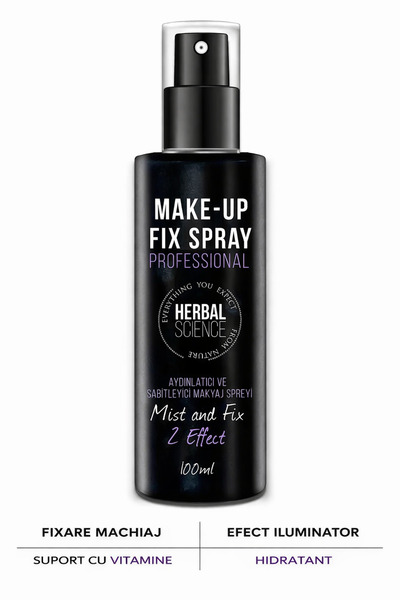 HERBAL SCIENCE Spray profesional pentru fixarea machiajului cu 2 efecte Fixar...