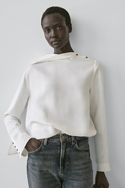 Massimo Dutti Düğme detaylı dökümlü gömlek