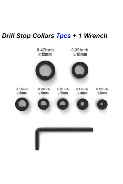 Choice طقم حلقات تحديد عمق الحفر الفولاذية (8 قطع، أسود) - حلقات تحديد عمق قا...