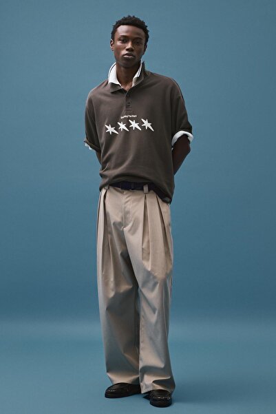 Bershka Kısa kollu boxy fit baskılı polo