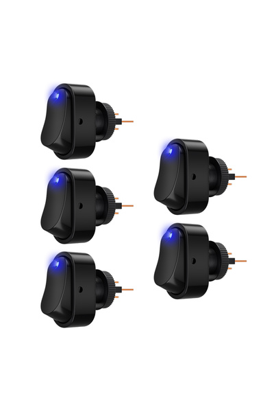 Choice مفتاح تبديل بيضاوي الشكل 12 فولت تيار مستمر مزود بإضاءة LED زرقاء، 5 ق...