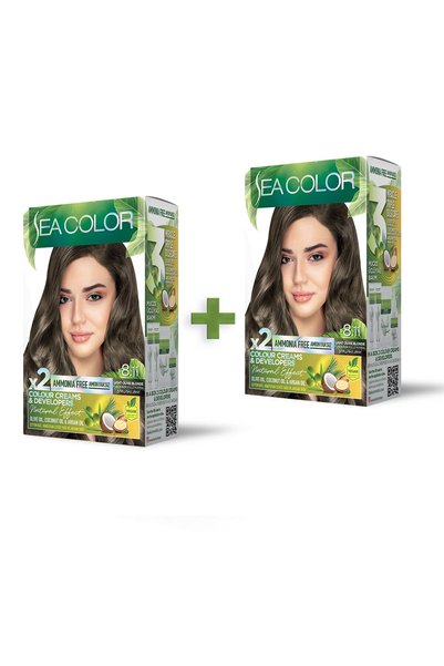 Sea Color 2'li Natural Effect Set Saç Boyası Amonyaksız 8.11 Yoğun Küllü Açık...