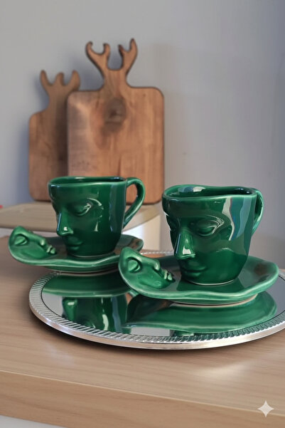 ARVALE طقم من قطعتين (4 قطع) أكواب على شكل وجه إسكندنافي سعة 260 مل - طقم أكو...