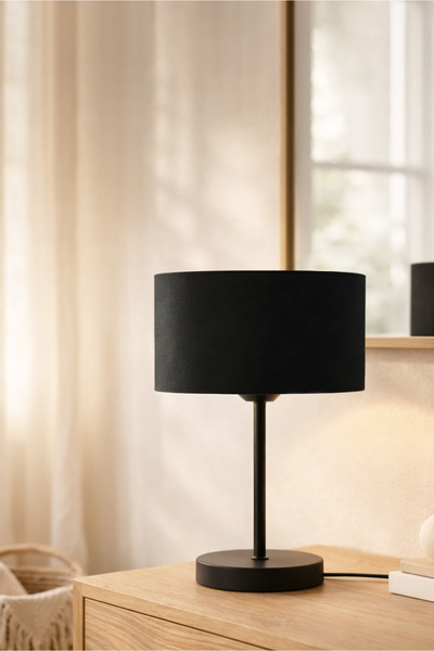 HOMİNG Siyah Kumaş Metal Gövdeli Abajur Ayd-2850