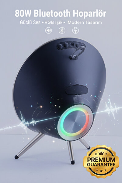 4 Berry Bluetooth Hoparlör RGB 80W Taşınabilir Speaker UFO AIR - Siyah