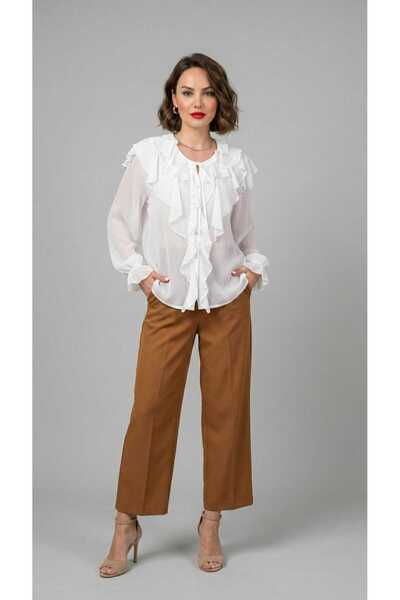 butik utopia Yakası Fırfır Detay Şifon Gömlek