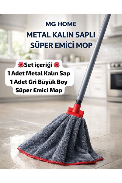 VENON ⭐GRİ EMİCİ MOP TEMİZLİK SETİ MİKROFİBER MOP + SOPA METAL SAP TOPLAM 2 P...