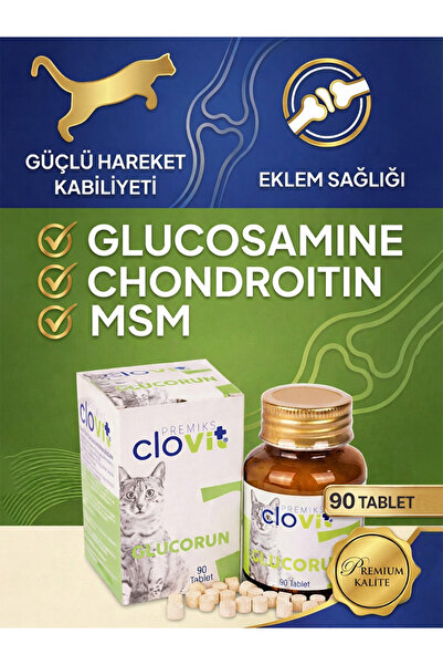 Clovit Kedi Glucorun – Kediler İçin Eklem, Kalça & Kemik Glukozamin Takviyesi...