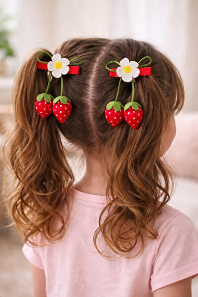 eylaaksesuar ÇİLEKLİ PAPATYA 2'Lİ TOKA SET