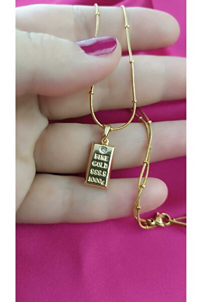 shop 316L Paslanmaz Çelik Külçe Altın Kolye – Kararma Yapmaz – Kadın Hediyeli...