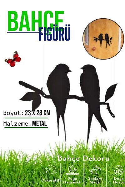 3art Metal Dekoratif Metal Bahçe Süsü - Bahçe Dekorasyonu - Saksı Üstüne Heyk...