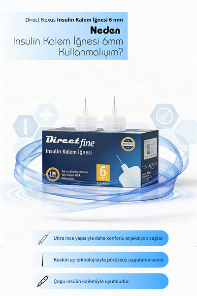 Direct Fine Kalem İğnesi 6 mm – 100 Adet (Mikro İnce Uç)