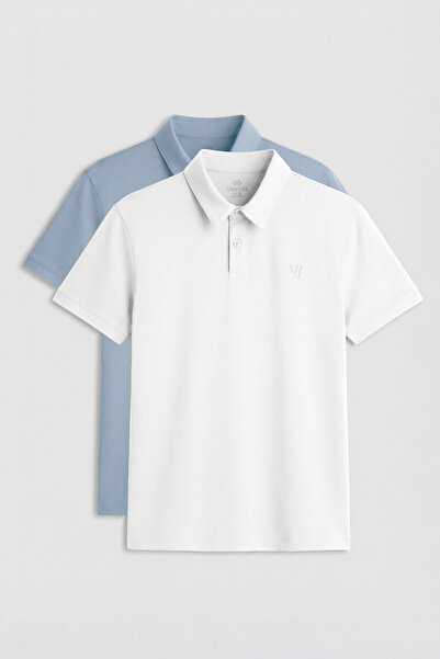 TOMMY LIFE Standardna osnovna polo ogrlica KSNUMKS-Pack Belo-Ice plava muška ...