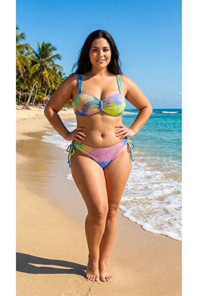 hazelin Kadın Çok Renkli Yüksek Bel Toparlayıcı Bikini Takım HZL24S-LC3304