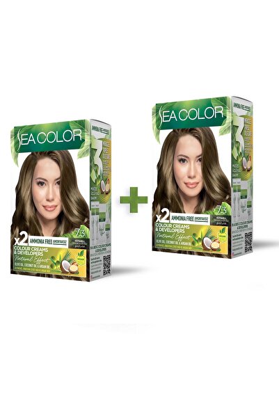 Sea Color 2'li Natural Effect Set Saç Boyası Amonyaksız 7.3 Fındık Kabuğu