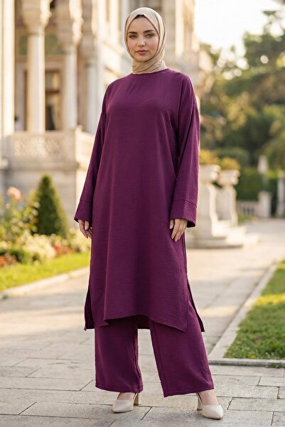 hafsamina Uzun Tunikli Ayrobin Takım Mürdüm HM2770