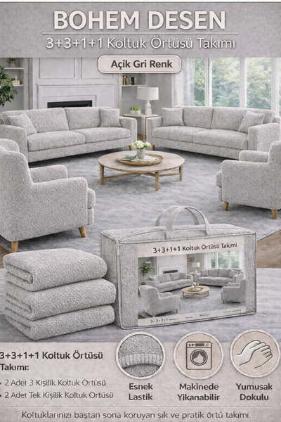 beyvetçe jakarlı bohem kumaş 3.3.1.1 Koltuk Örtüsü Koltuk Kılıfı Takımı Ev Te...