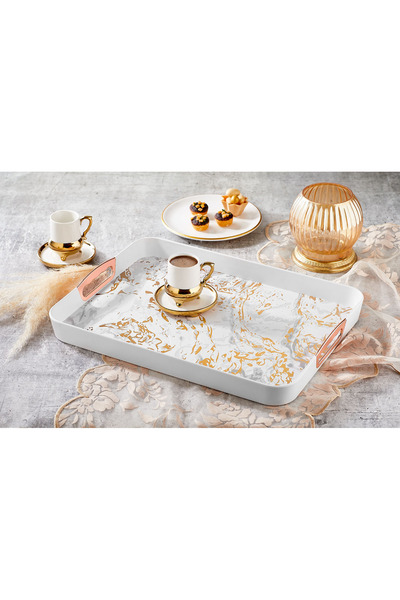 VİP AHMET Dikdörtgen Baskılı Tepsi, Beyaz