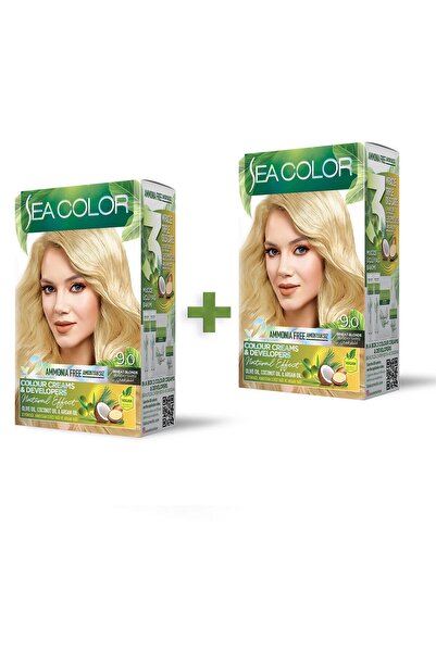Sea Color 2'li Natural Effect Set Saç Boyası Amonyaksız 9.0 Buğday Sarısı