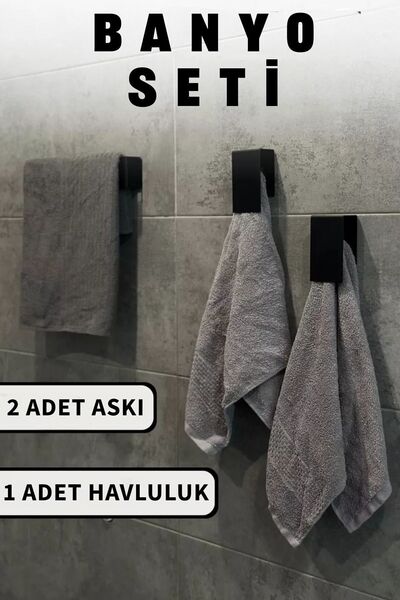 3art Metal Yapışkanlı Havluluk Mutfak ve Banyo Askısı Üçlü Set - Metal Banyo ...