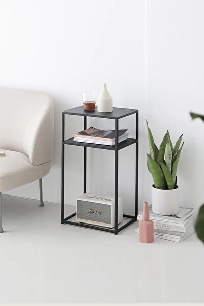 3art Metal Dekoratif Metal Yan Sehpa - Yatak Koltuk Yanı Raf - Komidin Metal Raf