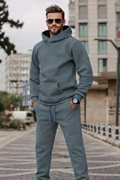 YAKAMEL Set de trening pentru bărbați, cu glugă, din 3 fire, cu picior elastic