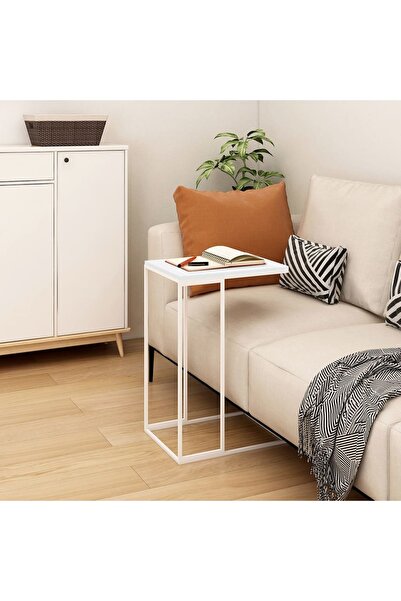 Concept Masă laterală, albă, 40x30x59 cm, lemn compozit