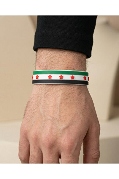 Zaytoon Suriye Yeni Bayrağı Lastikli Ayarlanabilir El Bilekliği A300026