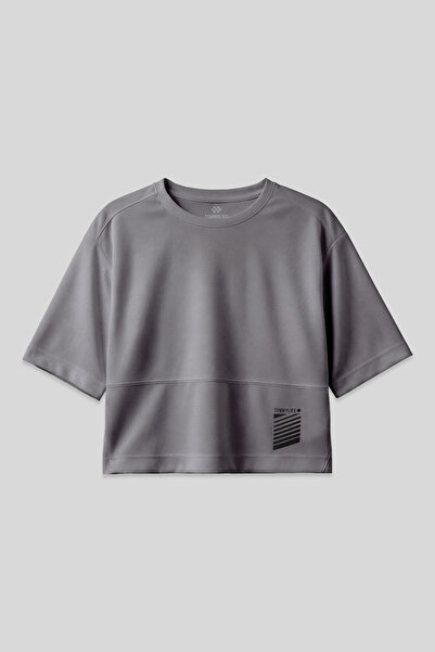 TOMMY LIFE Koyu Gri Nefes Alan Dokulu İnce Esnek Oversize Fit Performans Kadı...