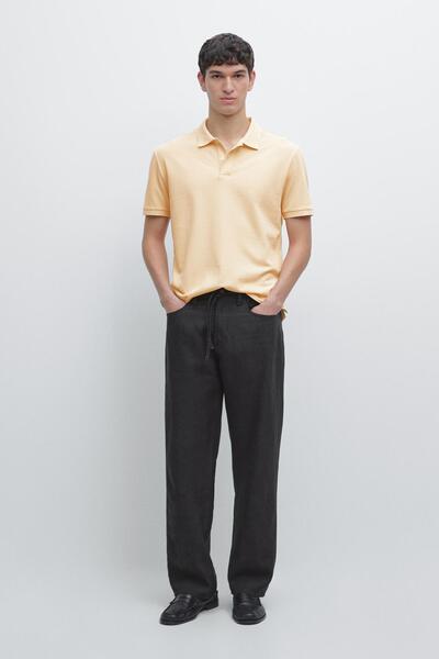 Massimo Dutti Mikro dokulu pamuklu polo yaka t-shirt