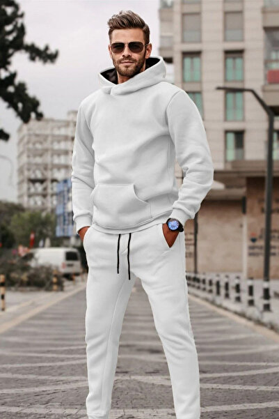 YAKAMEL Men's 3 Thread Rose Gold Hooded Tracksuit Set