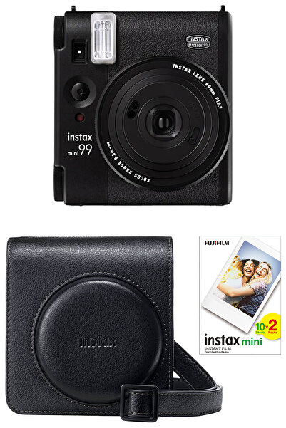Fujifilm Instax Mini 99 Siyah Fotoğraf Makinesi 20'li Film ve Deri Kılıf Seti