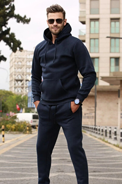 YAKAMEL Set de trening pentru bărbați, cu glugă, din 3 fire, cu picior elastic