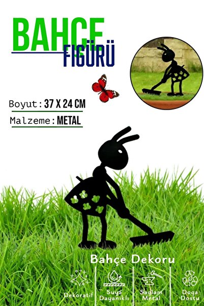 3art Metal Dekoratif Metal Bahçe Süsü - Bahçe Dekorasyonu Dekor Karınca - Sak...